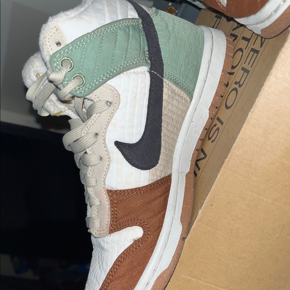 Nike High-Tops with Green, White, and Brown Accents